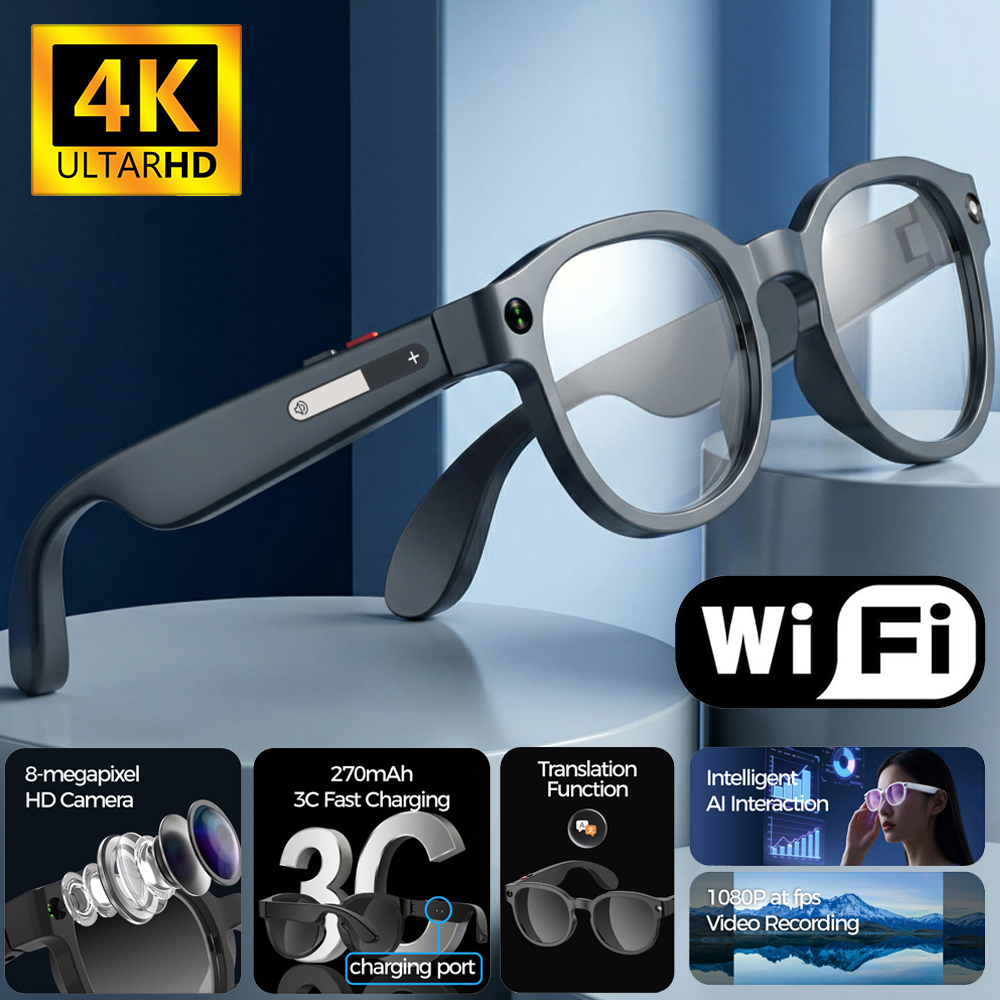 Smart Glasses Lens - 2026 AIスマートグラス AI翻訳 8MP HDカメラ 4K撮影