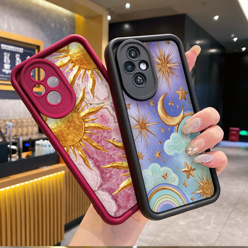 Huawei Mate 60 - ヴィンテージ風ゴールデン星空太陽月プリントスマホケース Honor Huawei Nova 11 Pro
