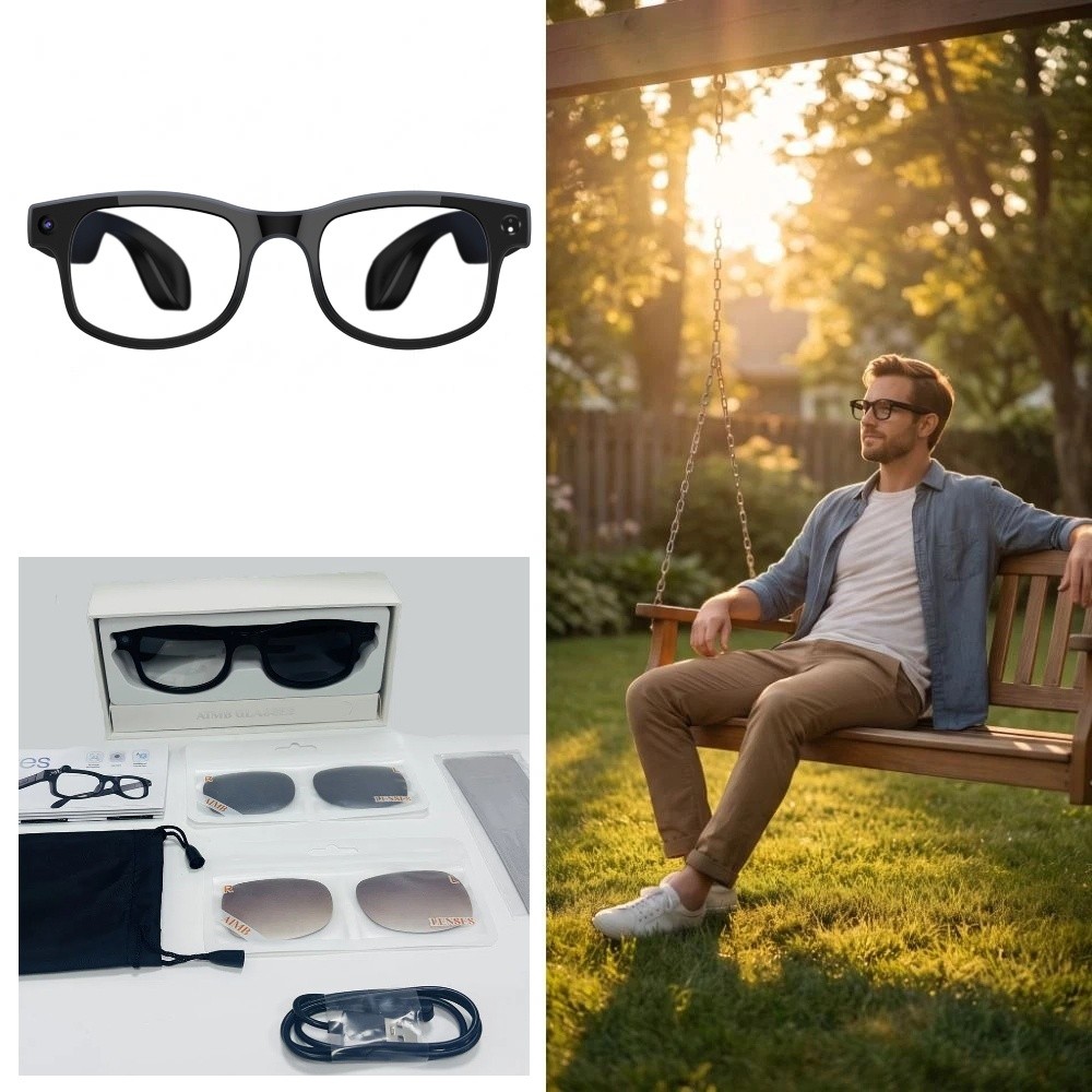 Smart Glasses Lens - 2 in 1 AIスマートグラス HD写真動画音声対応 ブルーライトカット